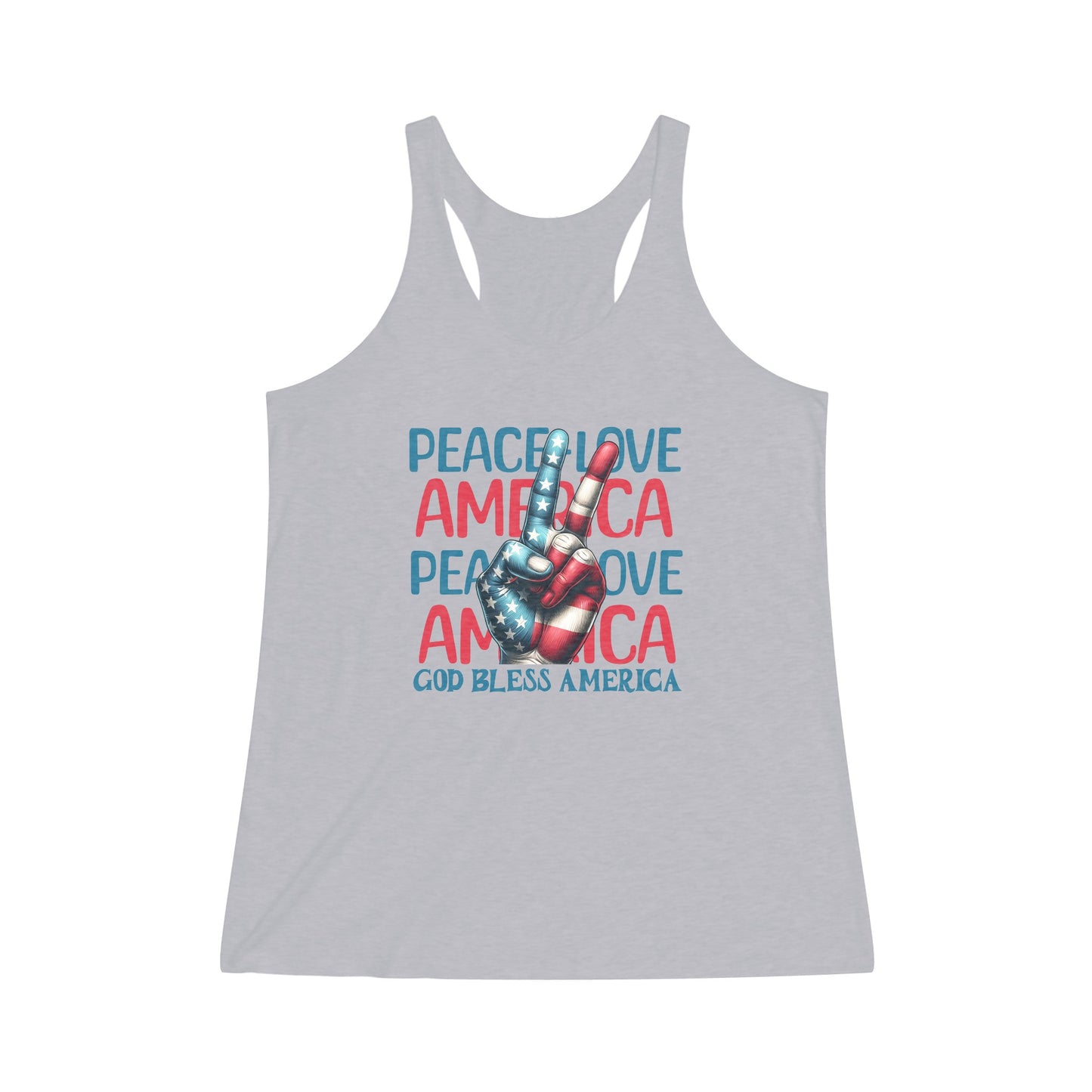 Peace Love America Women's Tri-Blend Racerback Tank