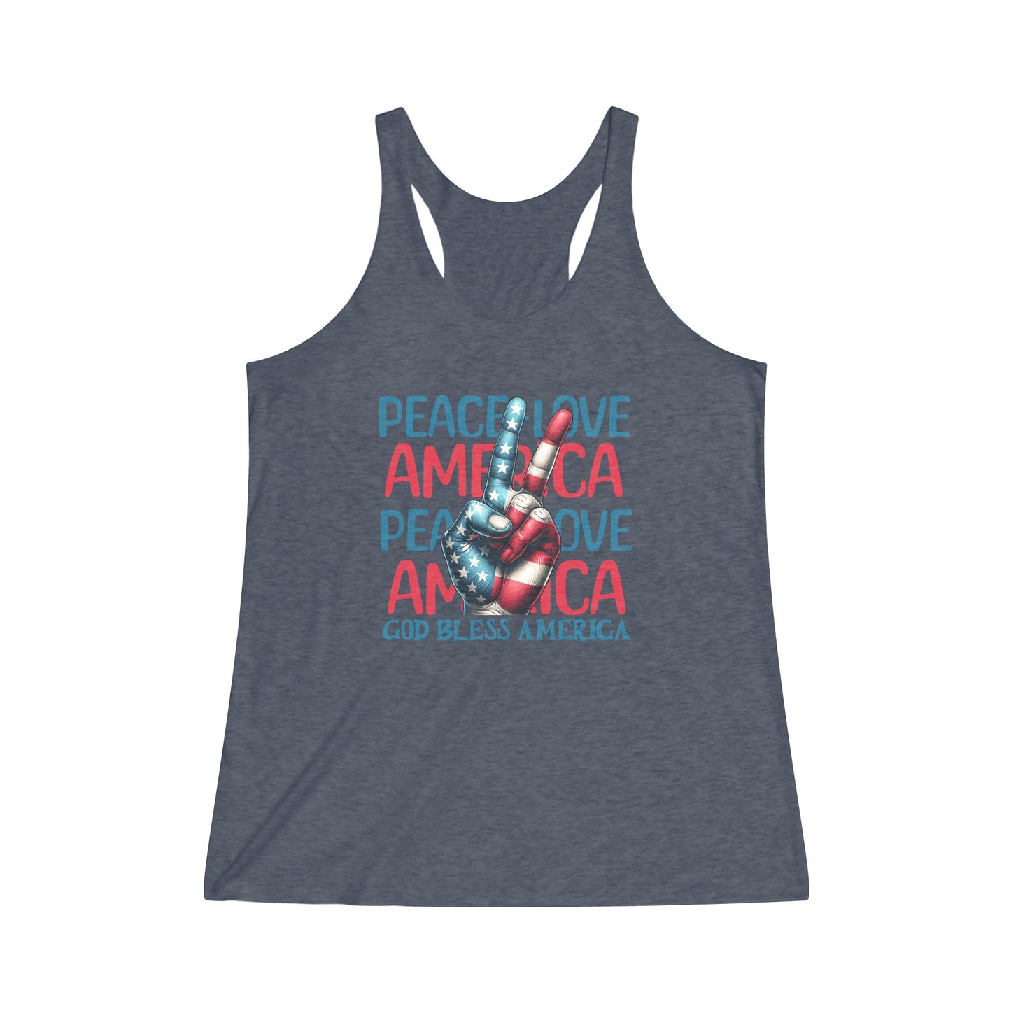 Peace Love America Women's Tri-Blend Racerback Tank