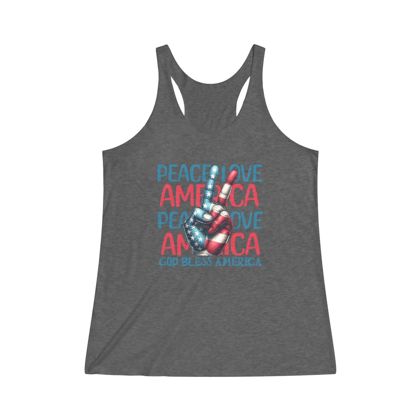 Peace Love America Women's Tri-Blend Racerback Tank